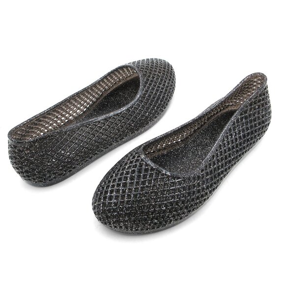 Lurneyt Women's Glitter Jelly Flexible Ballet Flats Breathable Mesh Design - Picture 5 of 5